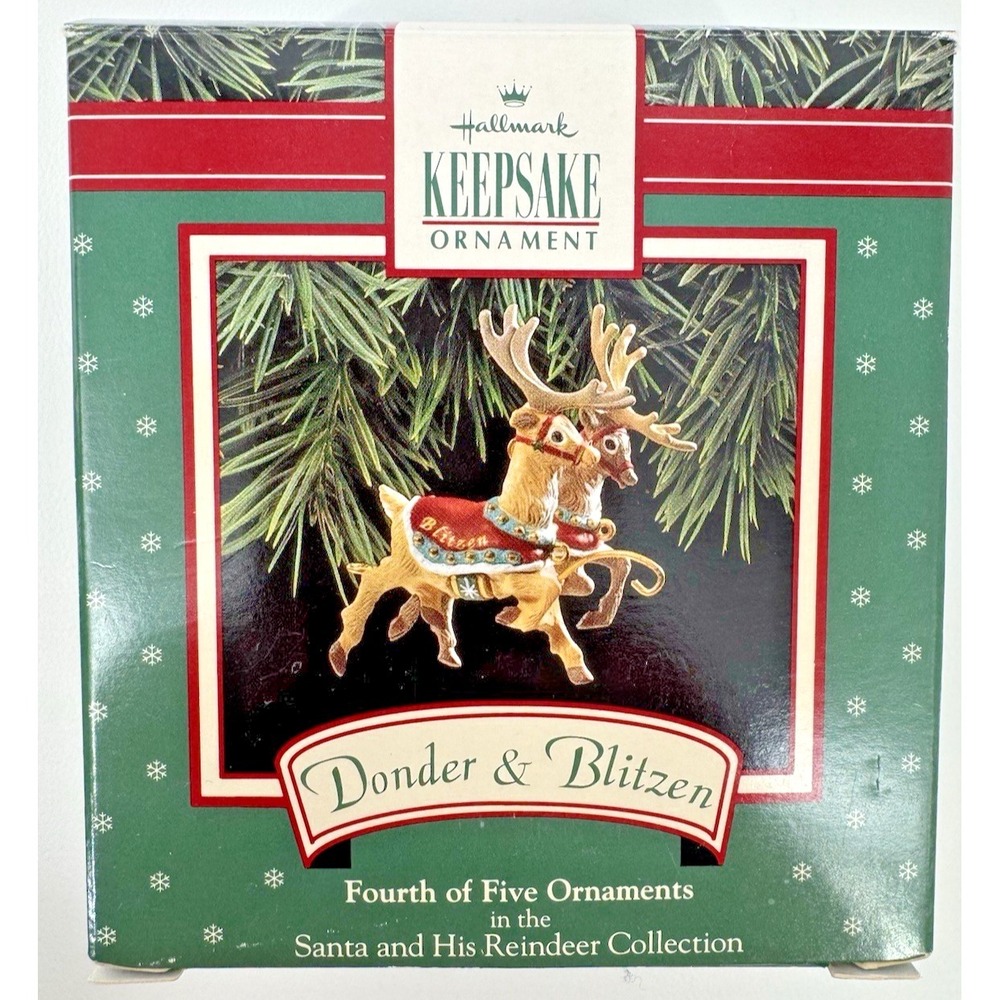 Hallmark Keepsake Donder & Blitzen Ornament Santa & His Reindeer-Fourth of Five